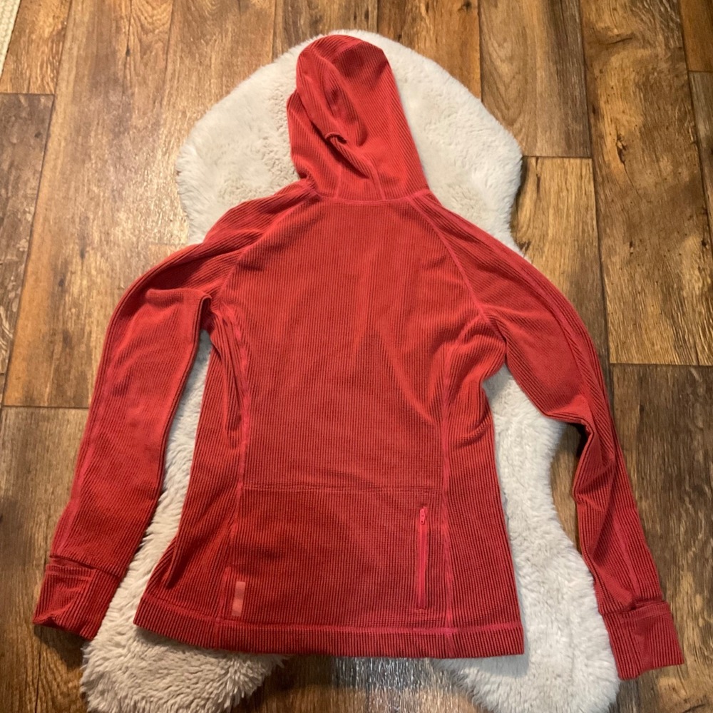 Zella Active Hoodie Pullover Top Size Small Salmon 1/4 Zip Thumb Hole Long Slve - Picture 6 of 10